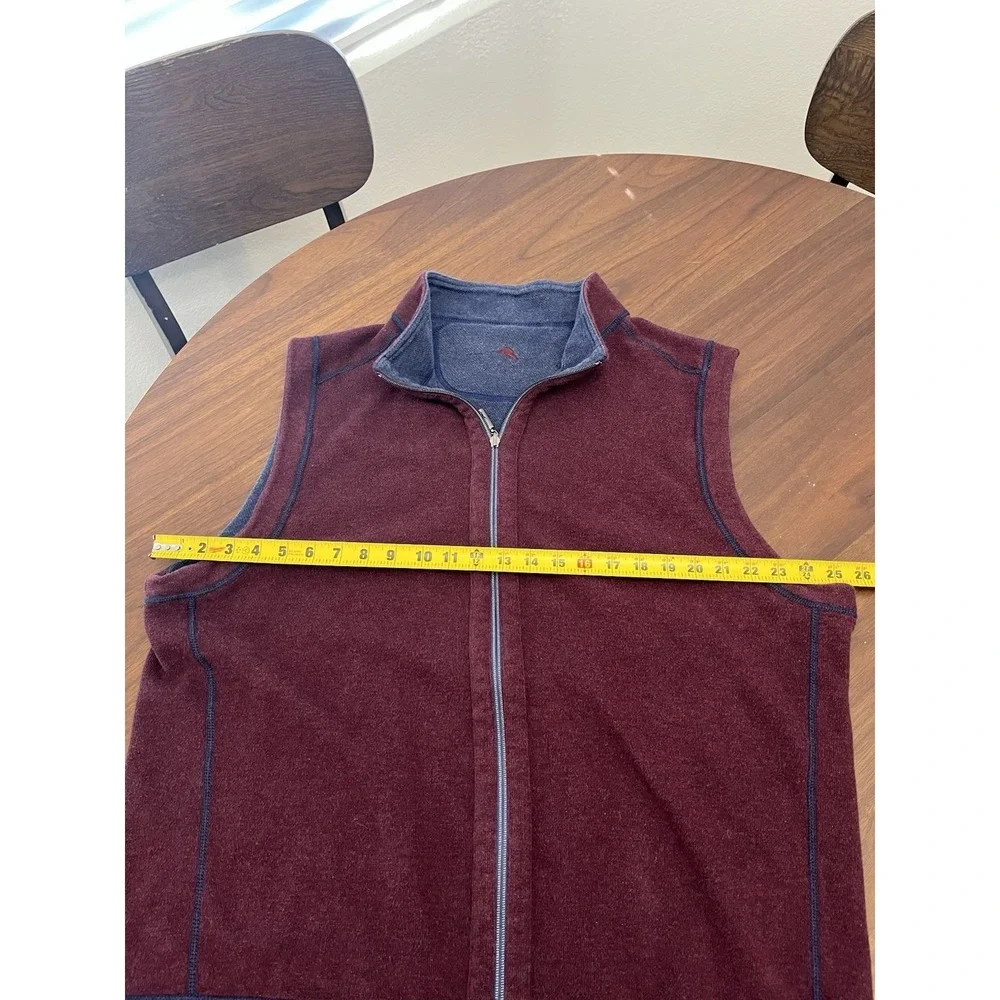 Tommy Bahama Vest Mens 2XL Blue Red Reversible Full Zip Sleeveless Sweater Knit